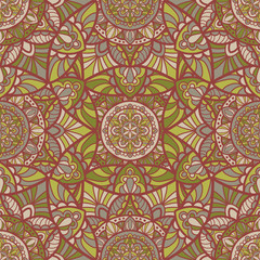 Mandala vector seamless pattern background. Tribal ornament.