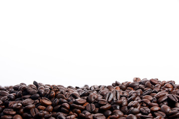Brown of Roasted coffee beans with copy space.