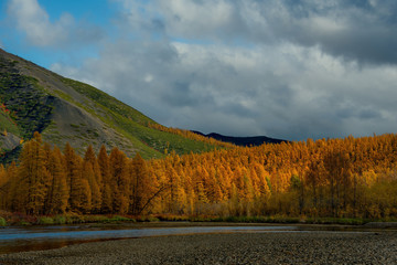 Russia. Western Sayan mountains, South of Krasnoyarsk territory. Lake Light in the natural Park...