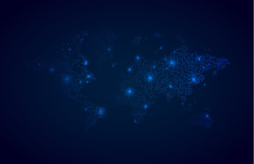 Glowing world map vector background
