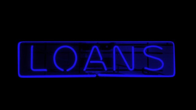Blue loans sign flashing