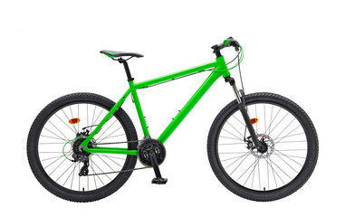 Isolated Gent Mountain Trail Bike 29er With Green Frame in White Background
