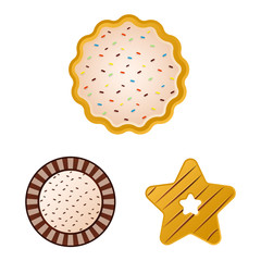 Vector design of biscuit and bake symbol. Set of biscuit and chocolate stock vector illustration.