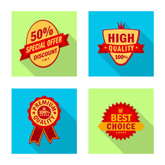 Vector illustration of emblem and badge icon. Collection of emblem and sticker stock symbol for web.