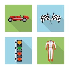 Isolated object of car and rally logo. Collection of car and race vector icon for stock.
