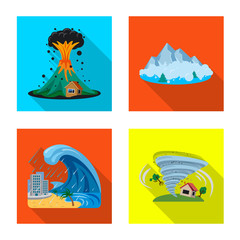 Isolated object of natural and disaster icon. Collection of natural and risk stock symbol for web.