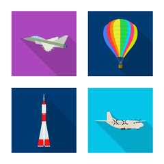 Vector design of plane and transport symbol. Set of plane and sky stock vector illustration.