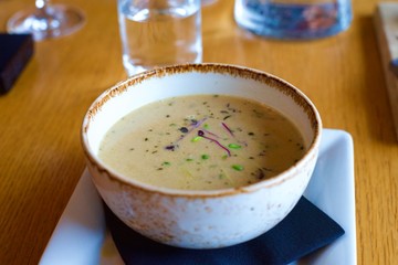 Homemade Creamy Mushroom Soup in bowl