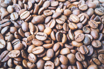 Coffee Beans Background. Close Up.
