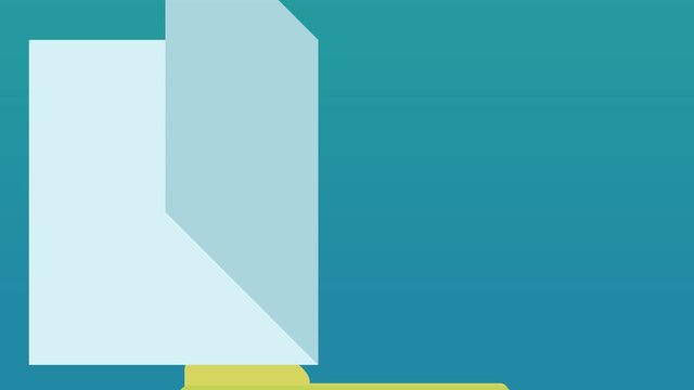 Transition ouverture de dossier et affichage d'une feuille avec couche alpha (flat design))