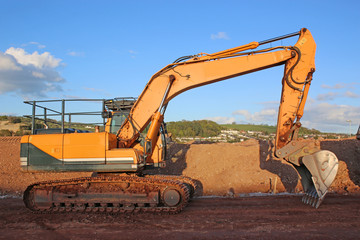 Digger on a road construction site
