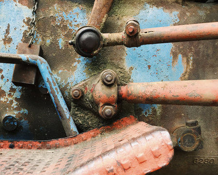 Close up view of rusty equipment