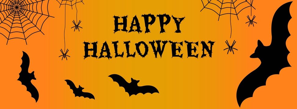 Happy Halloween Holiday yellow text background, card, banner, poster