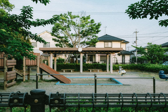 View of empty playground in residential area