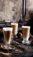 foamy layered hot coffee drink latte