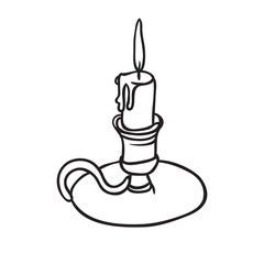 Hand drawn illustration Candle. Creative ink art work. Actual vector drawing. Artistic isolated retro object