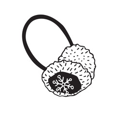 Hand drawn illustration fur headphones. Creative ink art work. Actual vector drawing