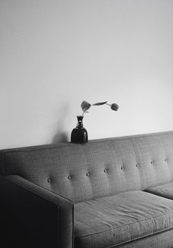Flower vase placed on couch