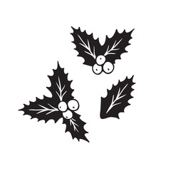 Hand drawn Christmas holly on white background. Creative ink art work. Actual vector doodle drawing