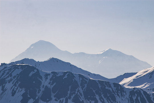 View of snowy mountain peaks