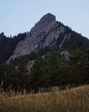 Mountain peak surrounded by trees