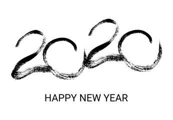 2020 black grunge lettering and hand drawn numbers