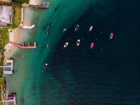 Aerial view of boats in sea