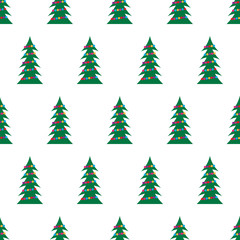 Seamless pattern with green Christmas tree