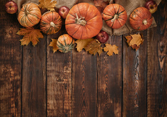 Obraz na płótnie Canvas Thanksgiving background. Autumn harvest