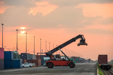 Container ship in export and import business logistics and transportation. Cargo and container box shipping to harbor by crane. Water transport International. Aerial view and top view.