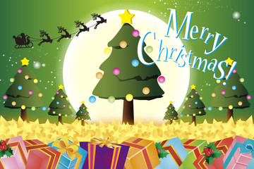 クリスマスツリー プレゼント 贈り物 セール 冬 販売促進ポスター 宣伝広告素材 Background Wallpaper Vector Free Christmas Xmas Merry Christmas Eve Fir Tree Message Greeting Card Santa Claus Gift White Snowflakes Winter Event Party Wall Mural Tomo00