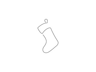 Christmas socks isolated line drawing, vector illustration design. Christmas collection.
