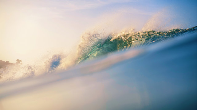Close up view of dripped water wave