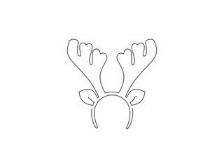 Reindeer headband isolated line drawing, vector illustration design. Christmas collection.