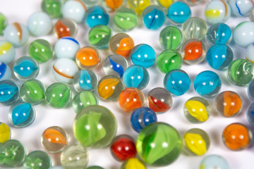 Marbles on a white background