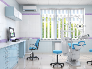 3D rendering modern dentist's office