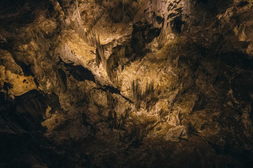 Sunlight falling on rocks in cave