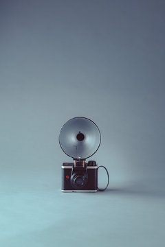 Vintage camera with flash attachment