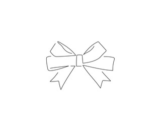 Christmas ribbon isolated line drawing, vector illustration design. Christmas collection.