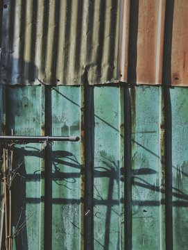 Close up of old corrugated iron