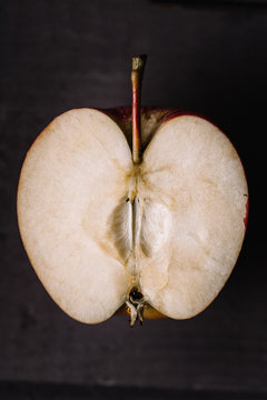 Close Up Of Red Apple Cut In Half