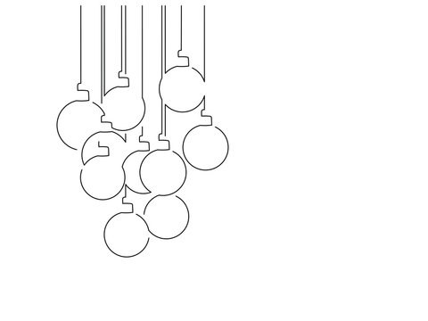 Christmas balls isolated line drawing, vector illustration design. Christmas collection.