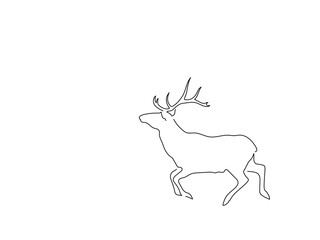 Reindeer isolated line drawing, vector illustration design. Christmas collection.