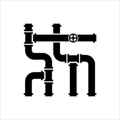 Pipe Icon, Pipe Fitting Icon, Water, Gas, Oil Pipeline, Plumbing Work