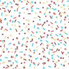 Seamless pattern with decorative donut sprinkles.