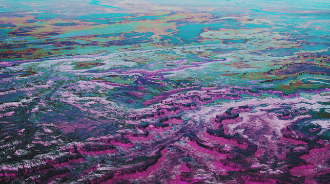 Aerial view of multicolored landscape