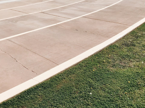 Lawn and asphalt