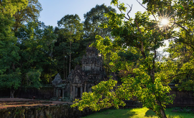 Angkor Wat is a public place in Siem Reap, Cambodia. It is a beautiful ancient architecture.