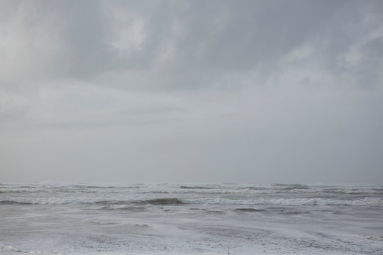 Seascape with overcast sky above