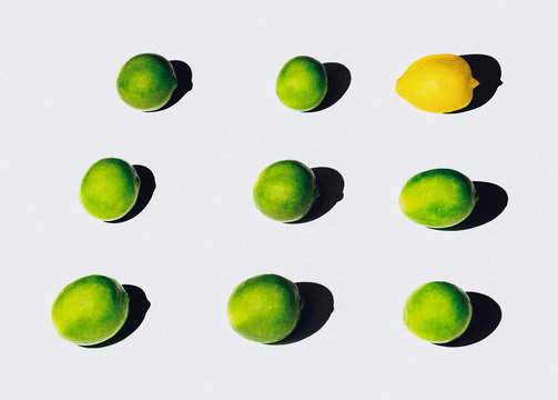 Overhead view of limes and lemon